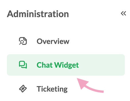 Chat Widget item in the Administration submenu