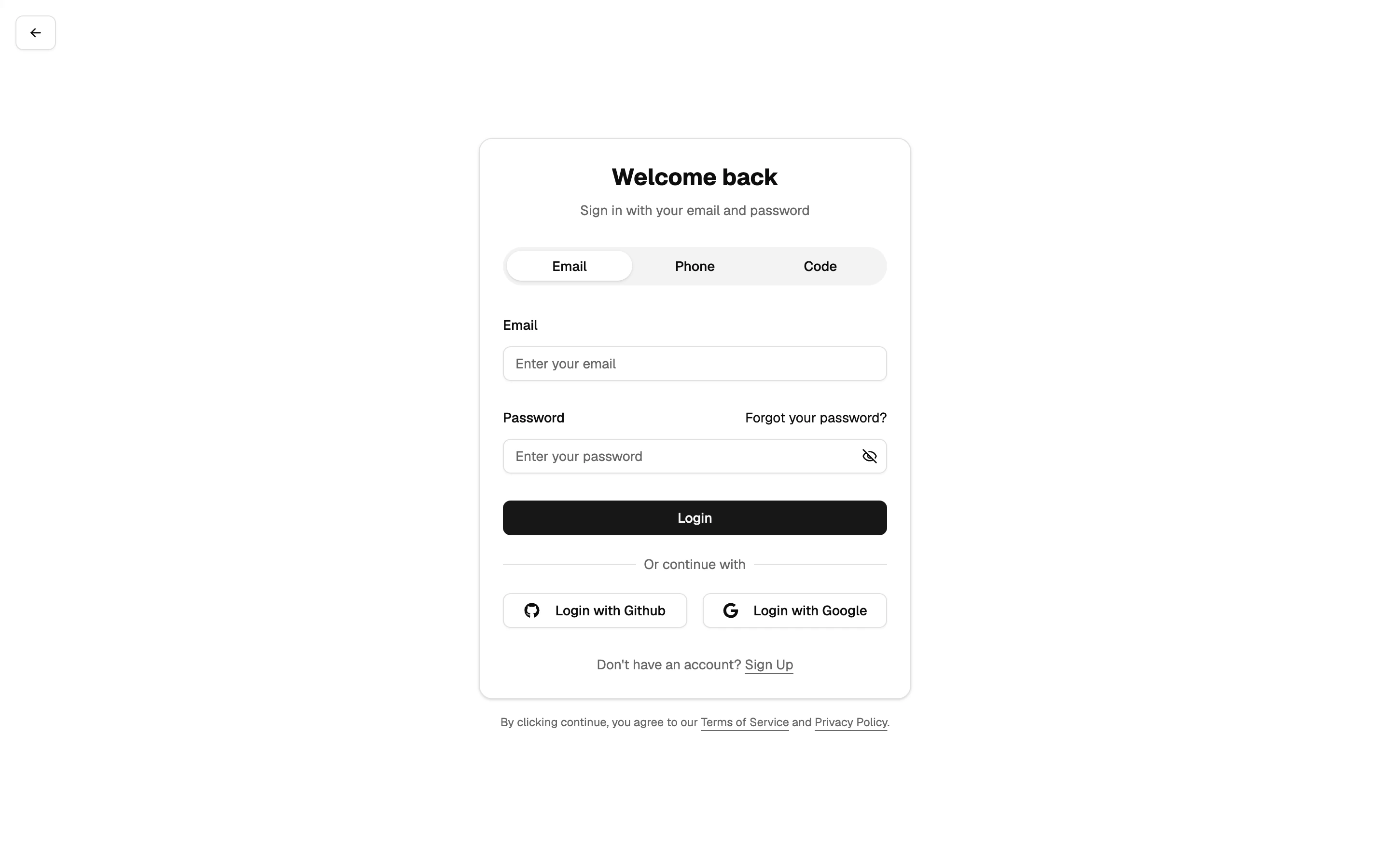 EasyStarter email and password sign-in form